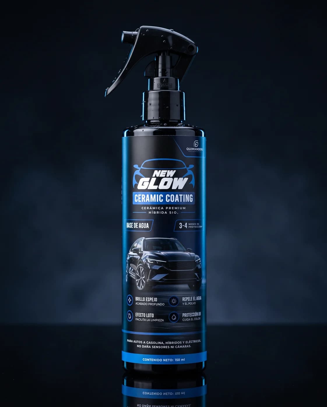 NEW GLOW Ceramic Coating, recubrimiento cerámico híbrido SiO₂ en spray para autos